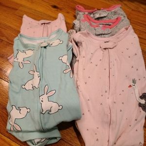 Bundle of baby footie pajamas